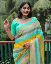 Classic Original Moss Chiffon Light Green Color Silk Sarees